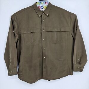 GameGuard‎ Shirt Mens 2XL Vented Button Up Fishing Long Sleeve Green FLAWS